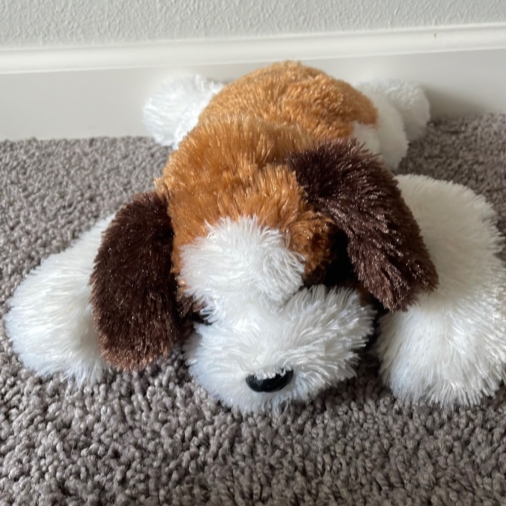 Ty toy Stuffed bean dog plush brown white and dark brown